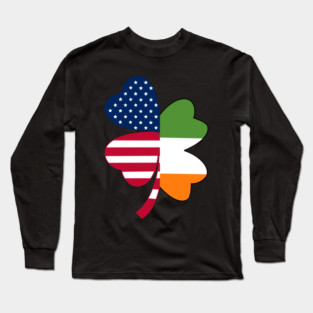 Irish American Flag Shamrock St Patrick's Day Long Sleeve T-Shirt