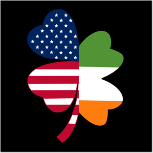 Irish American Flag Shamrock St Patrick's Day Posters and Art