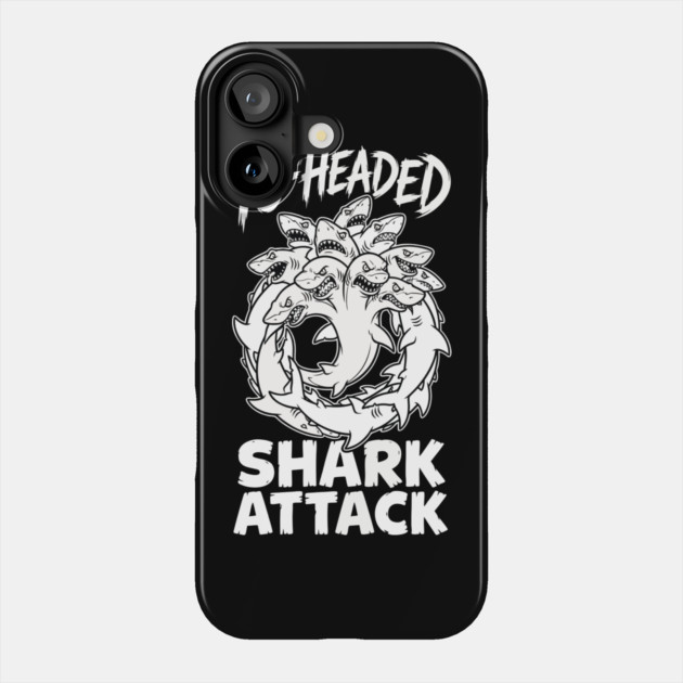 10-Headed Shark Attack Phone Case by DrollDrifters