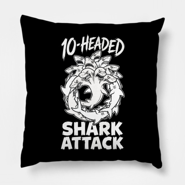10-Headed Shark Attack Pillow by DrollDrifters