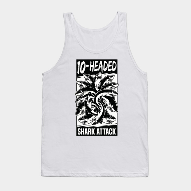10-Headed Shark Attack Tank Top by DrollDrifters