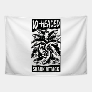 10-Headed Shark Attack Tapestry
