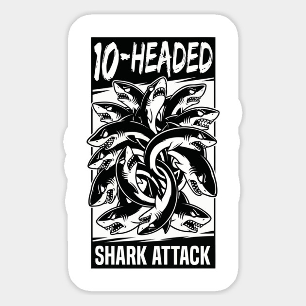 10-Headed Shark Attack Magnet by DrollDrifters