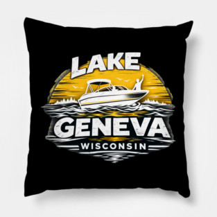 Lake Geneva Yellow Design Pillow