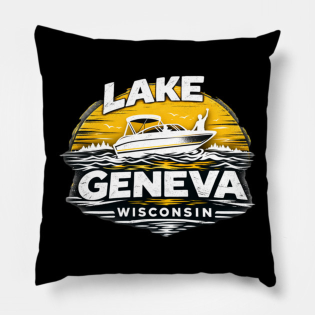 Lake Geneva Yellow Design Pillow by CrazyGirl