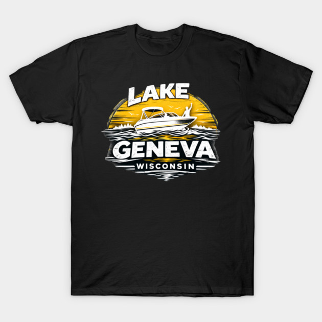 Lake Geneva Yellow Design T-Shirt by CrazyGirl
