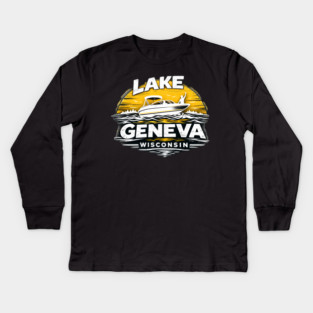 Lake Geneva Yellow Design Kids Long Sleeve T-Shirt