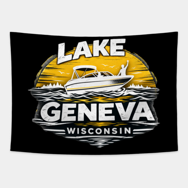 Lake Geneva Yellow Design Tapestry by CrazyGirl