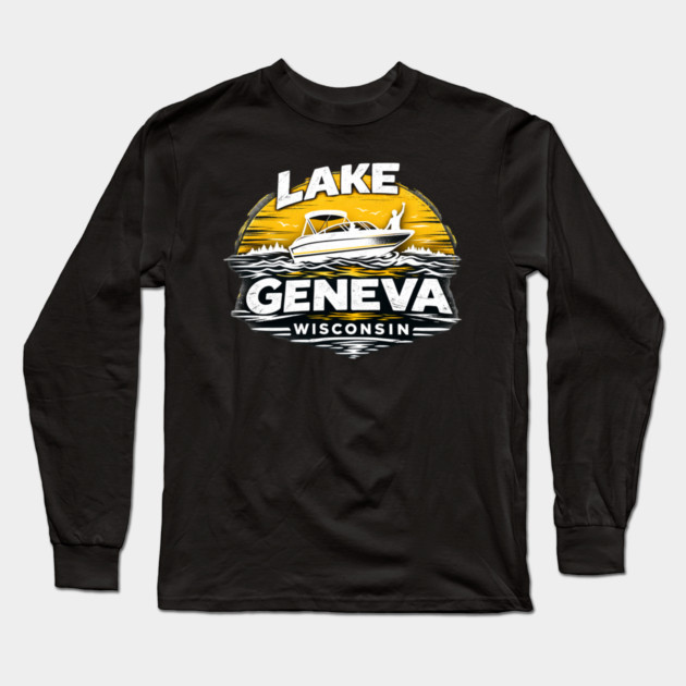 Lake Geneva Yellow Design Long Sleeve T-Shirt by CrazyGirl