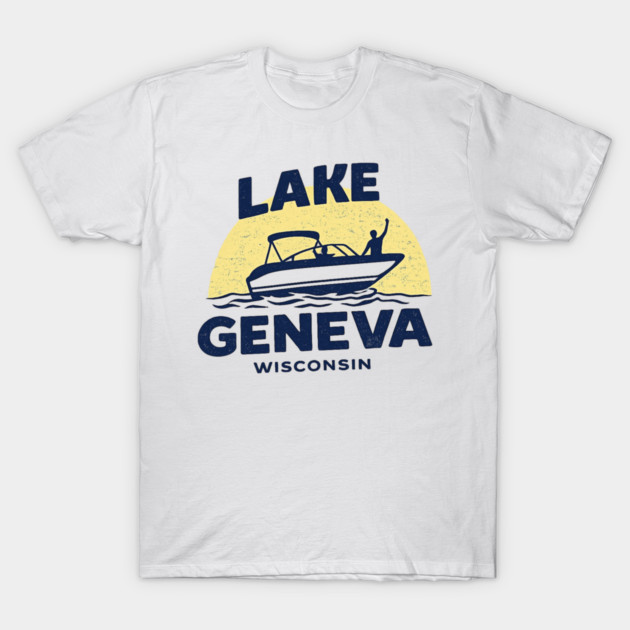 Lake Geneva b lue and yellow T-Shirt by CrazyGirl