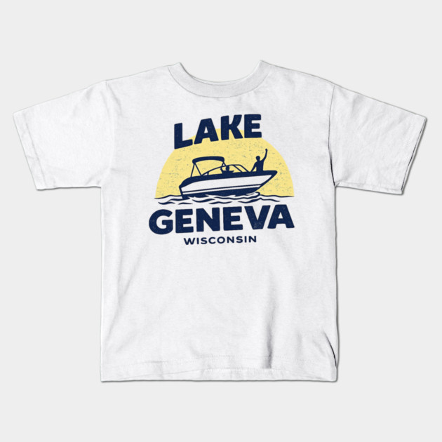 Lake Geneva b lue and yellow Kids T-Shirt by CrazyGirl