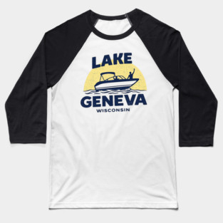 Lake Geneva b lue and yellow Baseball T-Shirt