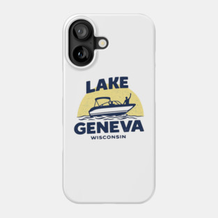 Lake Geneva b lue and yellow Phone Case