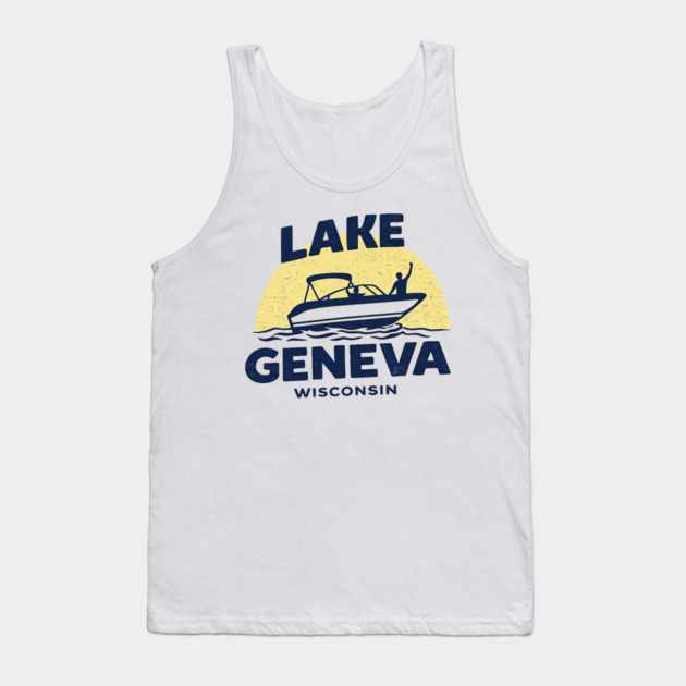 Lake Geneva b lue and yellow Tank Top by CrazyGirl