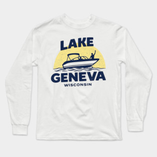 Lake Geneva b lue and yellow Long Sleeve T-Shirt