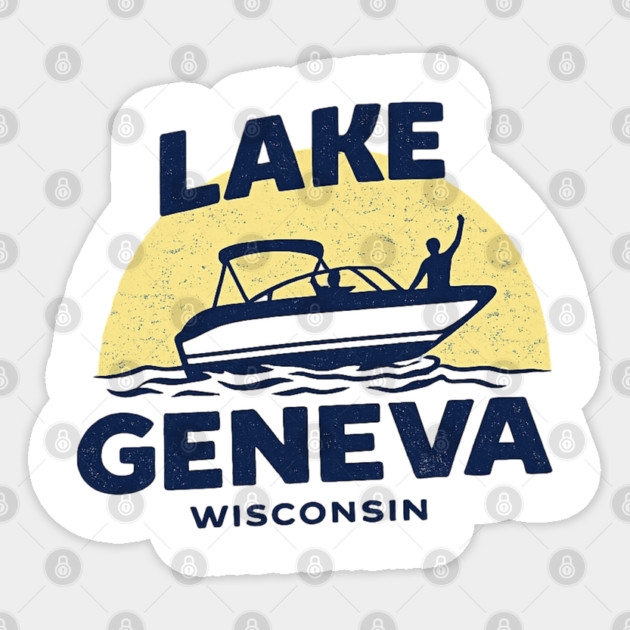 Lake Geneva b lue and yellow Sticker by CrazyGirl