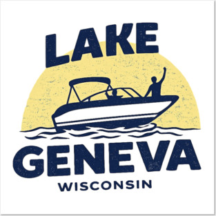 Lake Geneva b lue and yellow Posters and Art