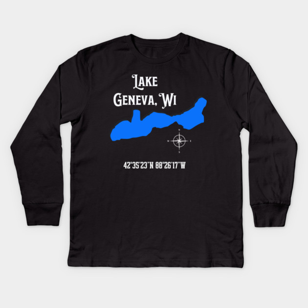 Lake Geneva location Kids Long Sleeve T-Shirt by CrazyGirl