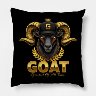 GOAT - Greatest of all Time - Black and Gold Pillow