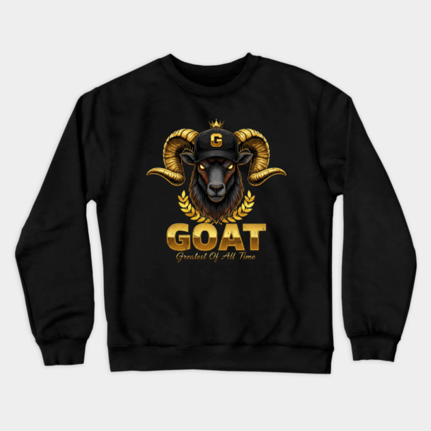 GOAT - Greatest of all Time - Black and Gold Crewneck Sweatshirt by UrbanLifeApparel