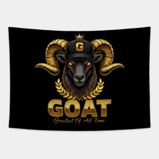 GOAT - Greatest of all Time - Black and Gold Tapestry