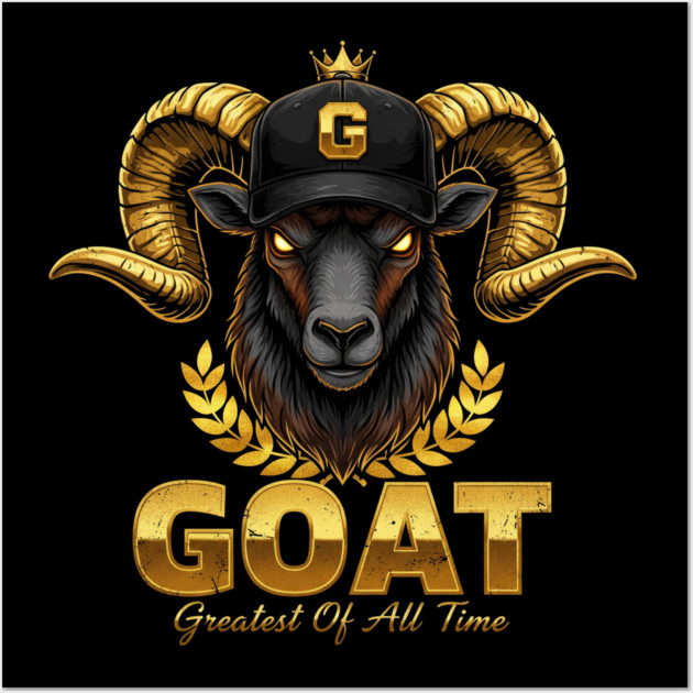 GOAT - Greatest of all Time - Black and Gold Wall Art by UrbanLifeApparel
