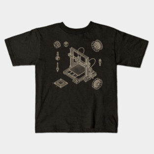 3D Printer Blueprint Style Kids T-Shirt
