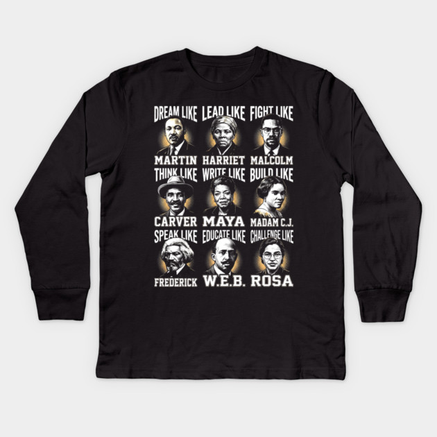 Legends of Black History Kids Long Sleeve T-Shirt by UrbanLifeApparel