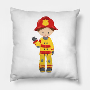 Fireman, Firefighter, Firefighting, Brown Hair Pillow