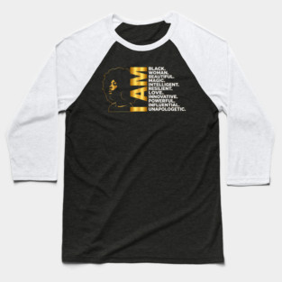 I Am | Black Woman Gold Edition Baseball T-Shirt