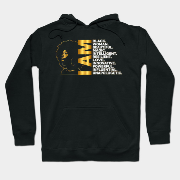 I Am | Black Woman Gold Edition Hoodie by UrbanLifeApparel