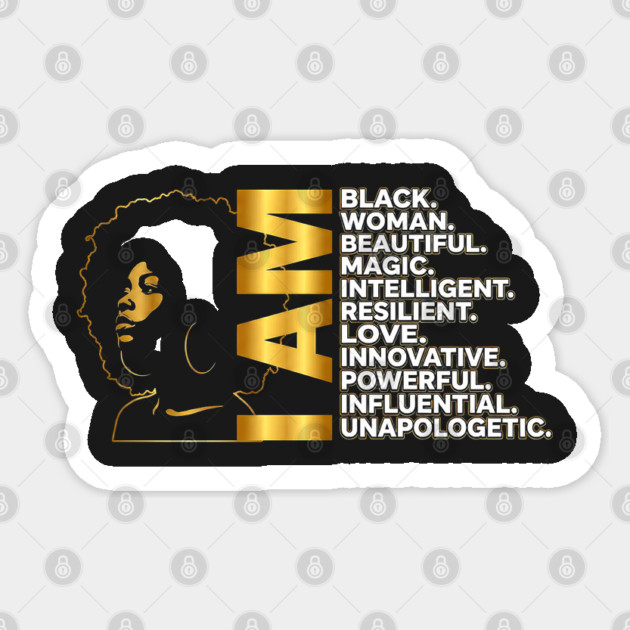 I Am | Black Woman Gold Edition Sticker by UrbanLifeApparel