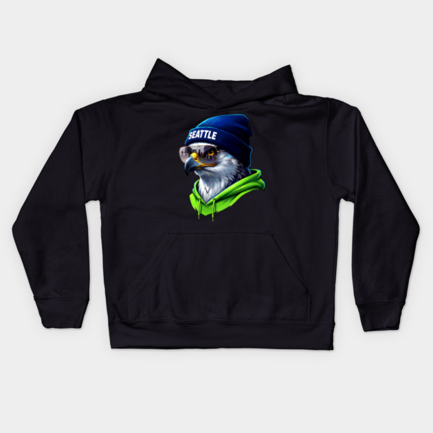 Seattle football fan Kids Hoodie by UrbanLifeApparel