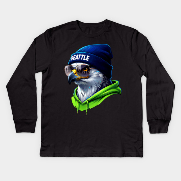 Seattle football fan Kids Long Sleeve T-Shirt by UrbanLifeApparel