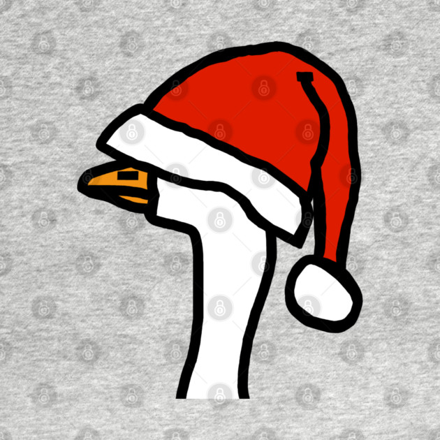 Portrait of a Silly Goose Wearing Funny Christmas Santa Hat