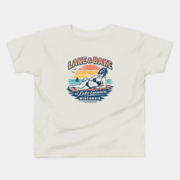 Lake and Bake Lake Geneva Wisconsin Kids T-Shirt by CrazyGirl