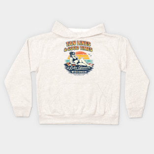 Tan Lines Good Times, Lake Geneva, Wisconsin Kids Hoodie
