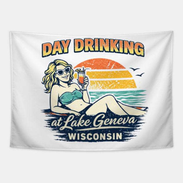 Day Drinking at Lake Geneva, Wisconsin Tapestry by CrazyGirl