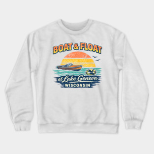 Boat and Float at Lake Geneva, Wisconsin Crewneck Sweatshirt