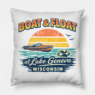 Boat and Float at Lake Geneva, Wisconsin Pillow