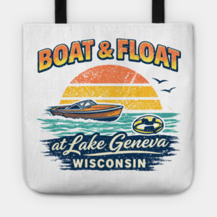 Boat and Float at Lake Geneva, Wisconsin Tote