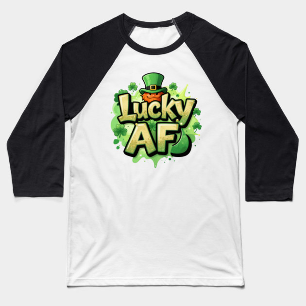 Lucky AF T-Shirt | Bold Statement Streetwear Graphic Tee | Confident Urban Style Baseball T-Shirt by Muhammad Naveed Khan