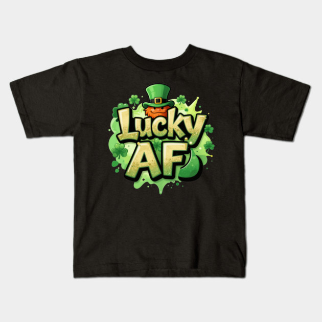 Lucky AF T-Shirt | Bold Statement Streetwear Graphic Tee | Confident Urban Style Kids T-Shirt by Muhammad Naveed Khan