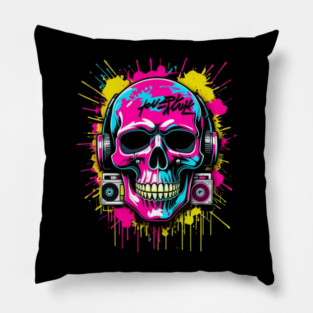 Cool Skull T-Shirt | Edgy Streetwear Graphic Tee | Urban Dark Style Pillow