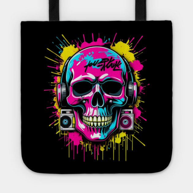 Cool Skull T-Shirt | Edgy Streetwear Graphic Tee | Urban Dark Style Tote by Muhammad Naveed Khan