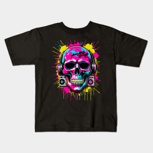 Cool Skull T-Shirt | Edgy Streetwear Graphic Tee | Urban Dark Style Kids T-Shirt by Muhammad Naveed Khan