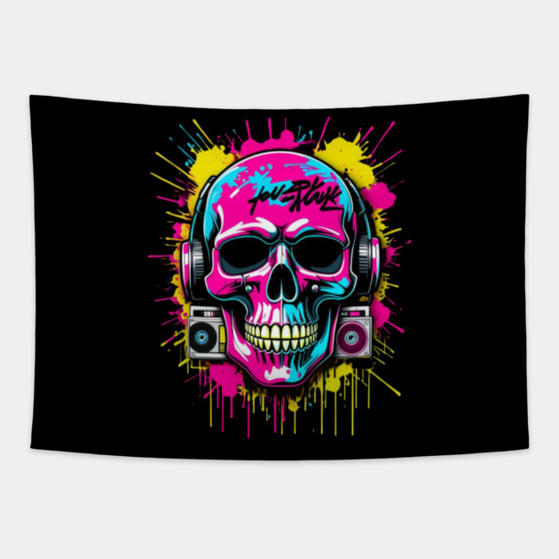 Cool Skull T-Shirt | Edgy Streetwear Graphic Tee | Urban Dark Style Tapestry by Muhammad Naveed Khan