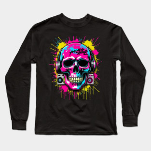 Cool Skull T-Shirt | Edgy Streetwear Graphic Tee | Urban Dark Style Long Sleeve T-Shirt