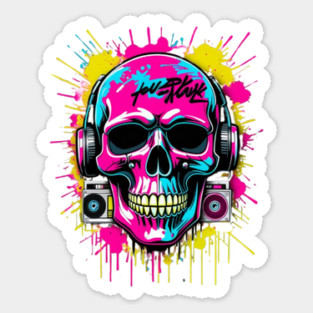 Cool Skull T-Shirt | Edgy Streetwear Graphic Tee | Urban Dark Style Sticker