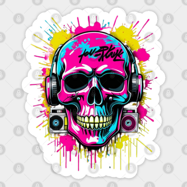 Cool Skull T-Shirt | Edgy Streetwear Graphic Tee | Urban Dark Style Sticker by Muhammad Naveed Khan